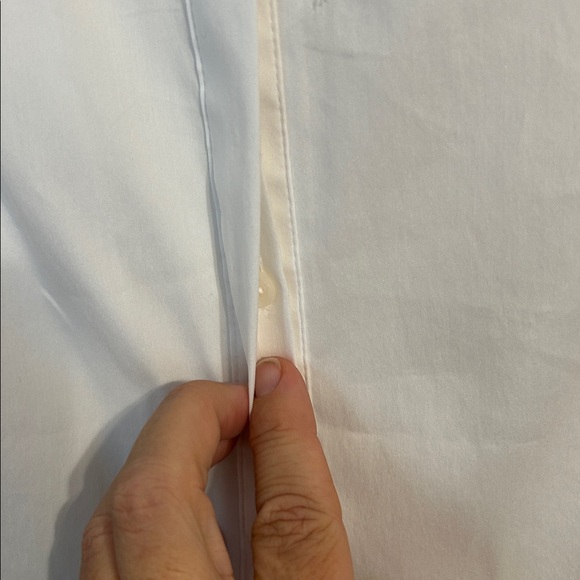 White House Black Market Eyelet Lace Button Down Shirt 8 White Cotton Office - Picture 7 of 9